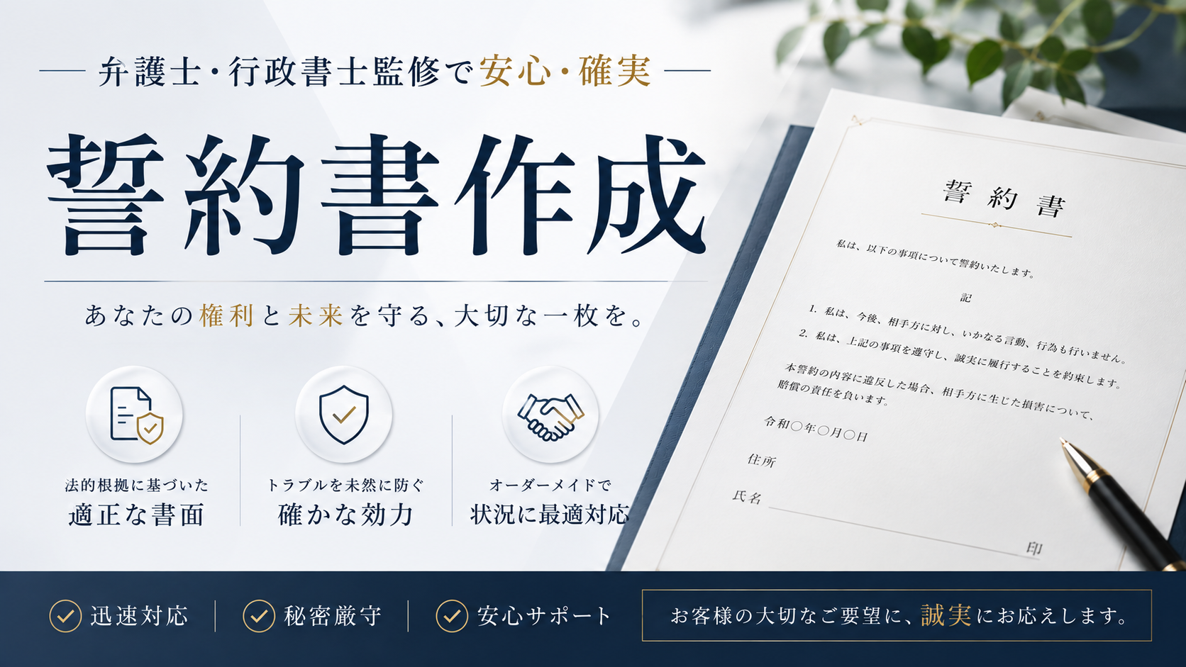 名古屋市の行政書士による誓約書作成